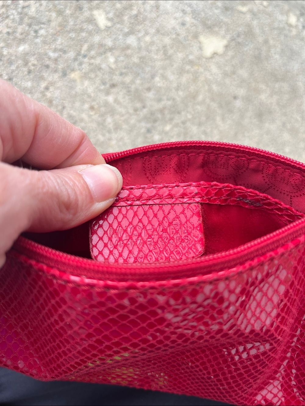 Like new Limited Edition Michael Kors Red Snake-Embossed Tassel Cosmetic Bag - Picture 10 of 15